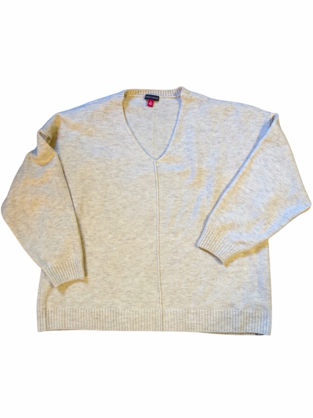 Vince Camuto V-Neck Sweater Beige Knit Pullover - Women’s size 2X